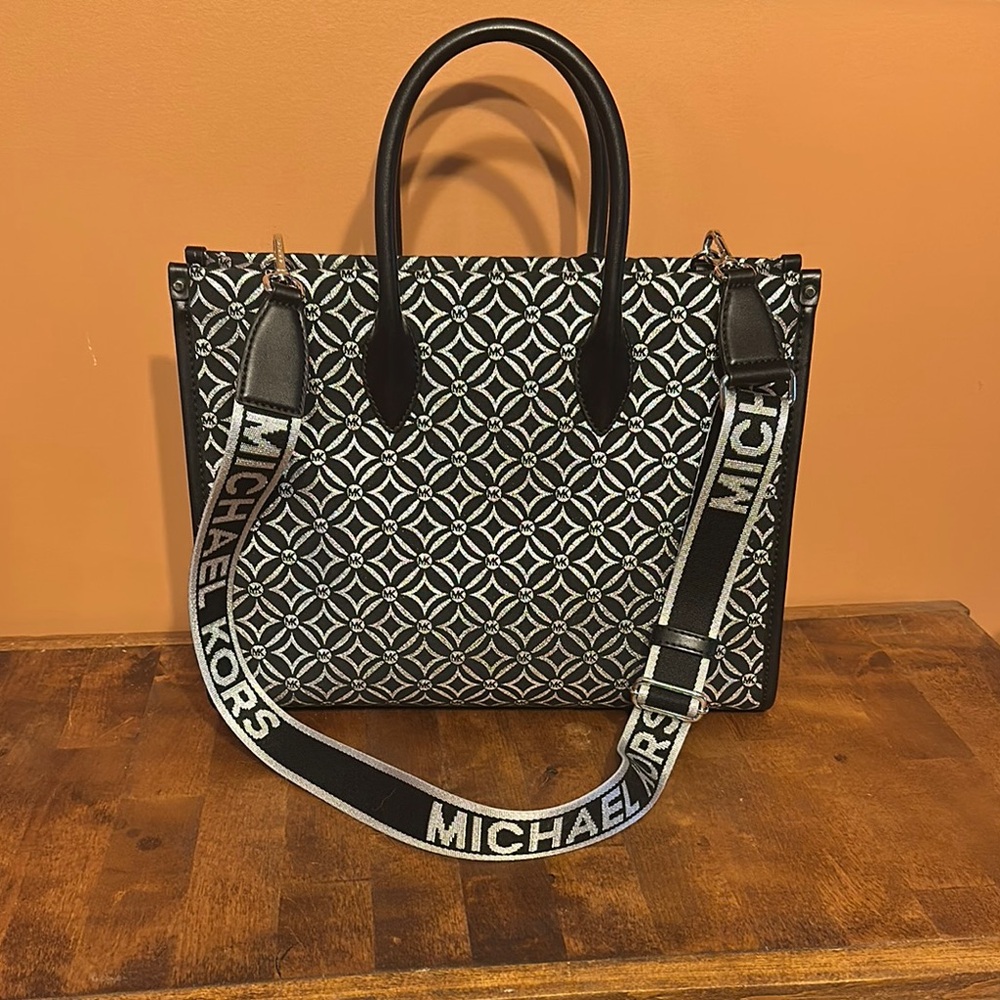 Michael Kors Black and White Geometric Tote